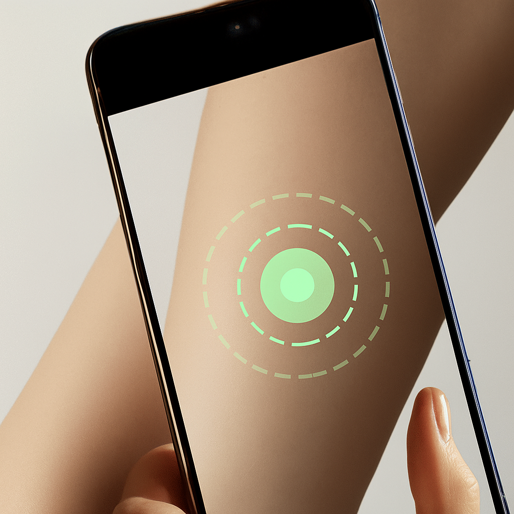 Smartphone fotografiert Arm