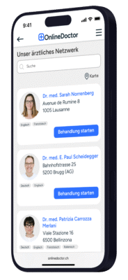 OnlineDoctor Website mit Arztauswahl