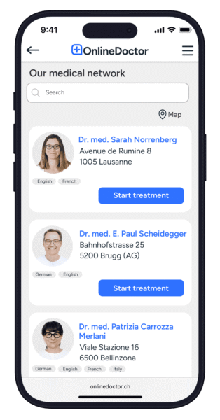 OnlineDoctor website with doctor selection