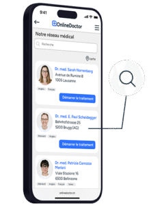 Site web OnlineDoctor avec choix du médecin