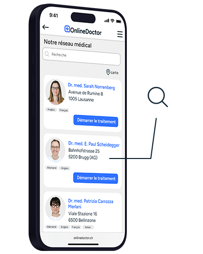Site web OnlineDoctor avec choix du médecin
