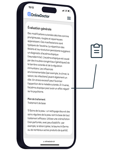 Site web OnlineDoctor mit recommandations thérapeutiques
