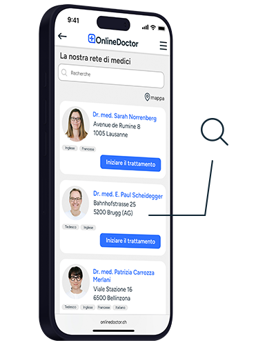 Sito web di OnlineDoctor con selezione del medico