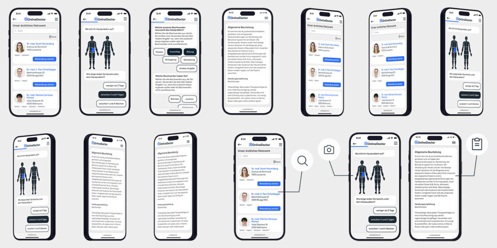 Übersicht Smartphone mit Website von OnlineDoctor
