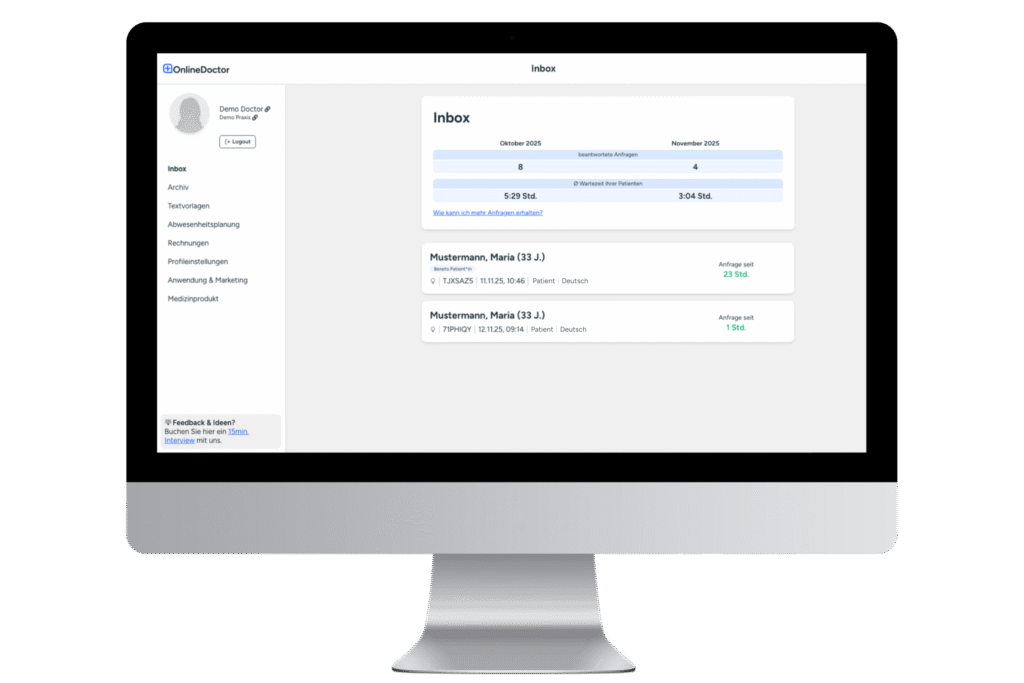 OnlineDoctor Website mit Doctorcenter